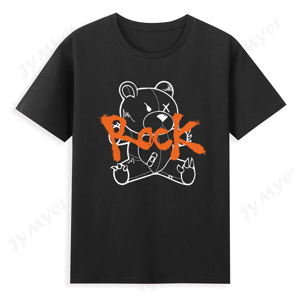 

Funny bear T Shirt fashion cotton men black bear kawaii woman short-sleeved fashion bear pattern T-shirt