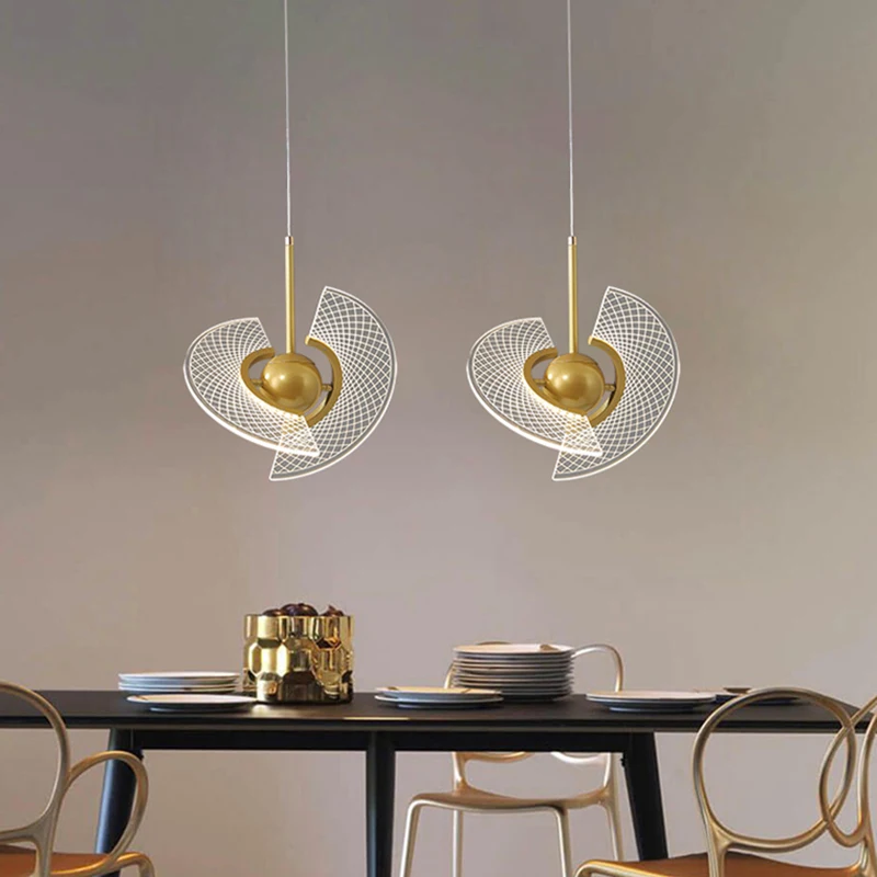 

Hanging LED Lamp Gold Frame Modern Design Decoration Pendant Light Indoor Home Luminaire For Dining Room Living Room Kitchen
