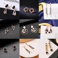 xiyanike 316l stainless steel black geomotric drop earrings 2021 trendy rhinestone earrings for women fashion gift party jewelry