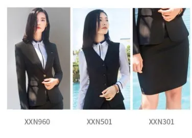 black skirt suit Женский комплект из трех предметов, брючный костюм, офисный Женский блейзер+ жилет+ брюки, Женский костюм из 3 предметов, большой размер, черный, синий - Цвет: black skirt suit