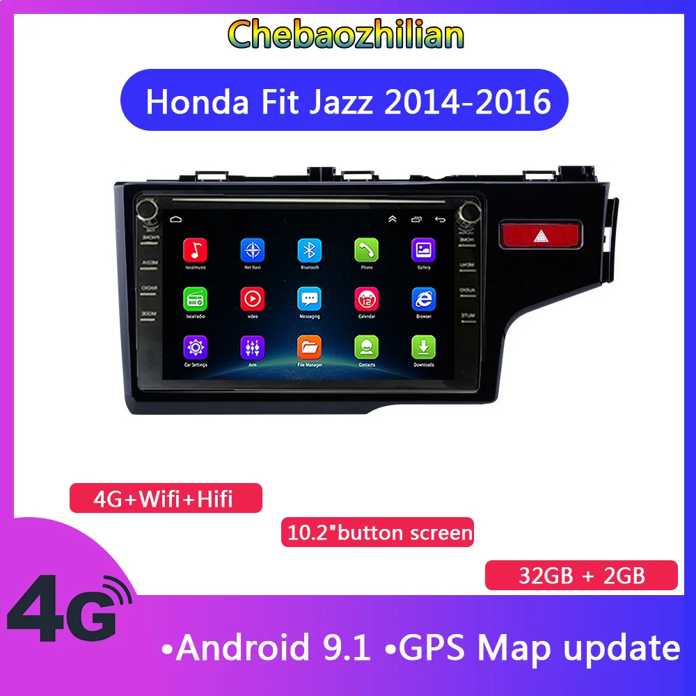 10 2 дюймовый кнопочный экран Android 9 1 для 2014 2016 Honda Fit Jazz правый руль автомобильный