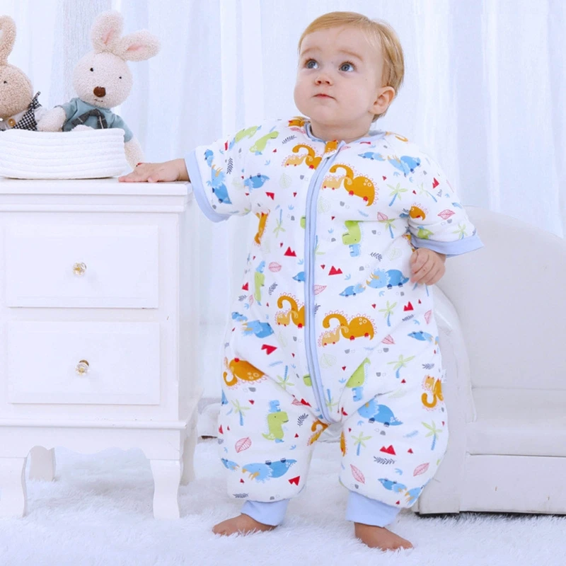 

Baby Straddle Sleeping Bag Detachable Sleeves Sleepwear Autumn Winter Thicken Warm Anti-kick Sleepsack Wearable Jumpsuit