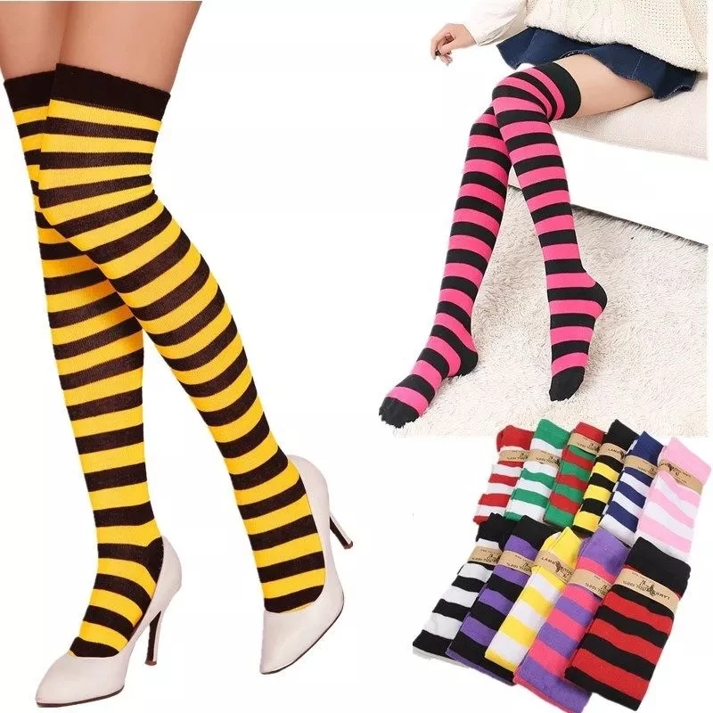 

High Kid Girls Women Thigh High OVER KNEE Stockings Long Cotton Stockings Girls Tights Striped Stockings Cotton Clothes