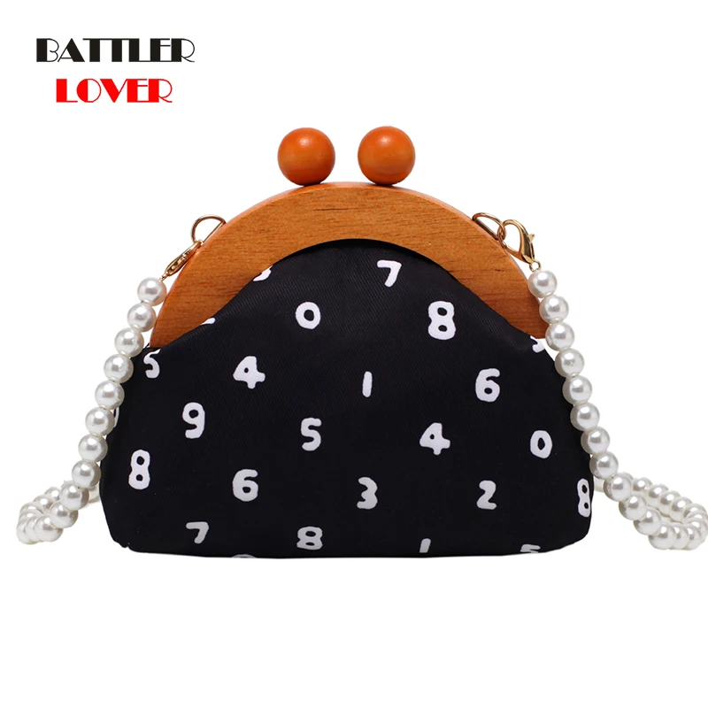 

Letter Printing Handbags For Women 2021 Pearl Chains Design Shoulder Bags Female Brand Bucket Purse Ladies Fashion Crossbody Bag
