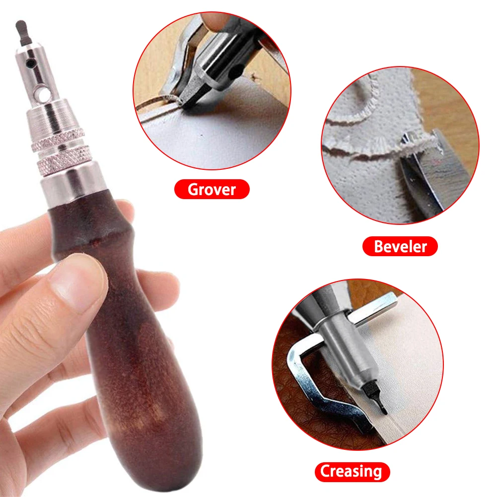 

7 In1Leather Tool Multi-purpose AdjustableLeather Stitching Tool Sewing Groover Blanking Device DIY Hand Stitching Sewing Tool