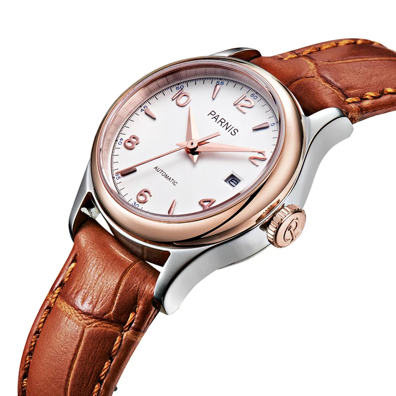 Женские Механические часы с автоподзаводом Parnis роскошные брендовые золотистые