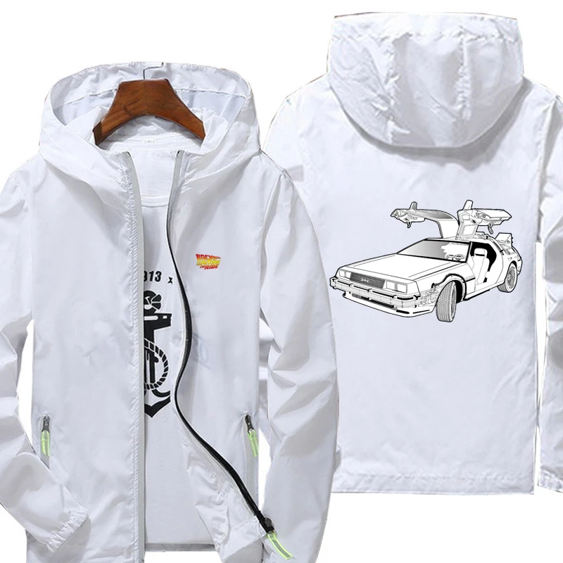 

Повседневная ветровка тонкая Солнцезащитная куртка с капюшоном Назад в будущее Мужская спортивная куртка пилота для велоспорта кемпинга