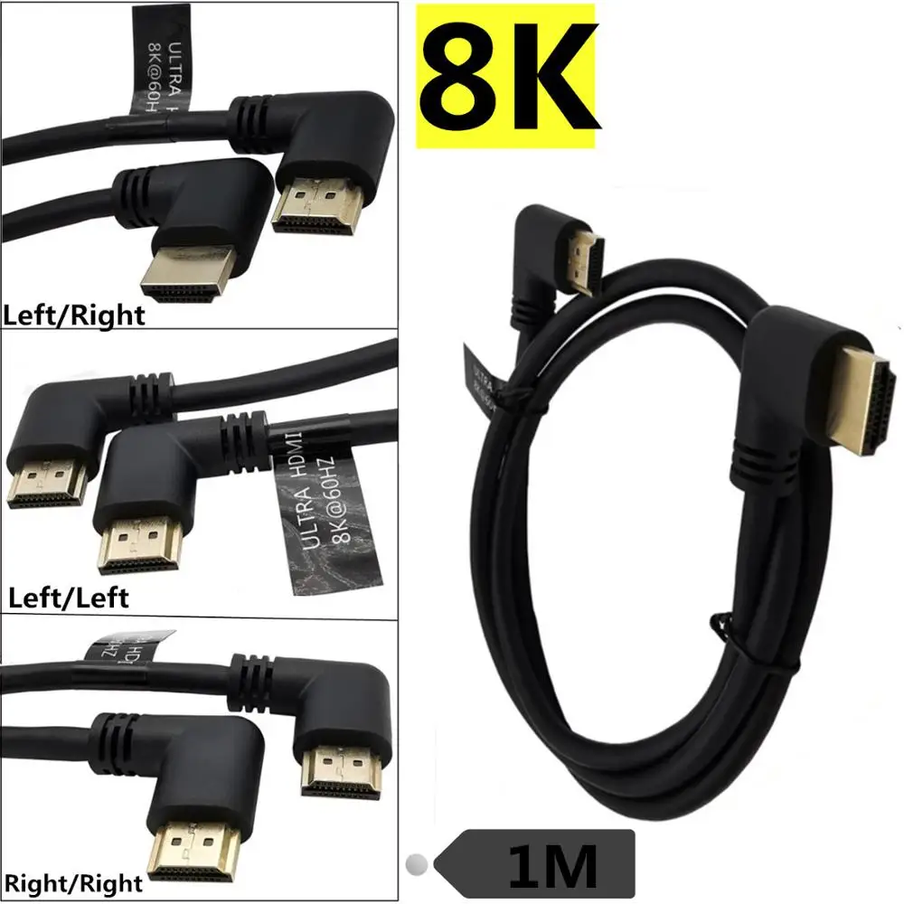 

HDMI 4K120HZ/8K60HZ/7680X43202.1 версия левого и правого углов 90 градусов кабель UHD