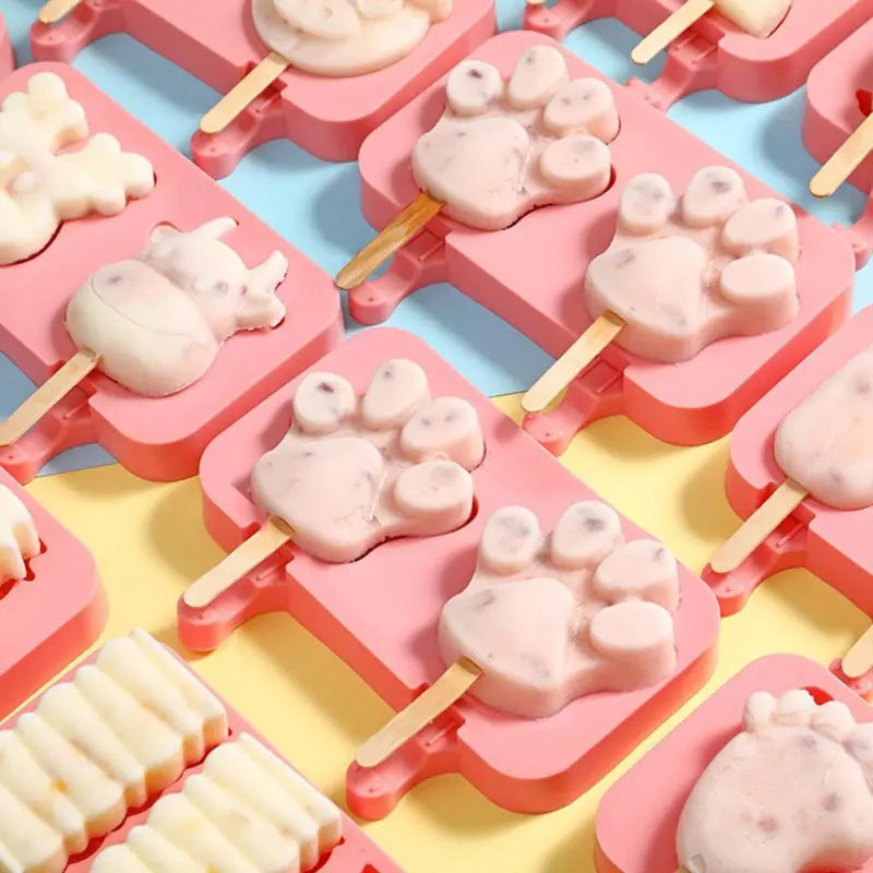 Симпатичная форма для мороженого с крышкой силиконовая домашнего ручной работы