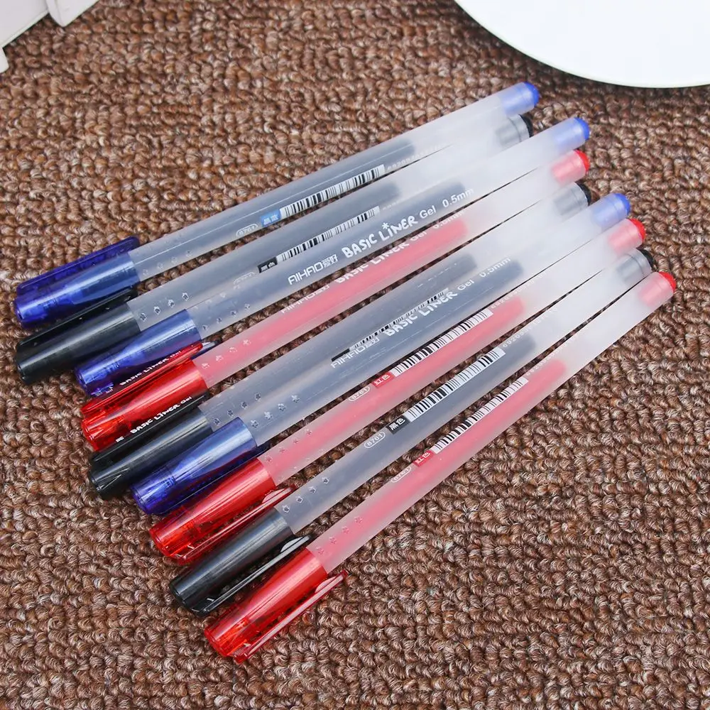 

12 pcs Basic liner roller ball pen for writing signature 0.5mm ballpoint 3 color gel ink pens Office tools School supplies