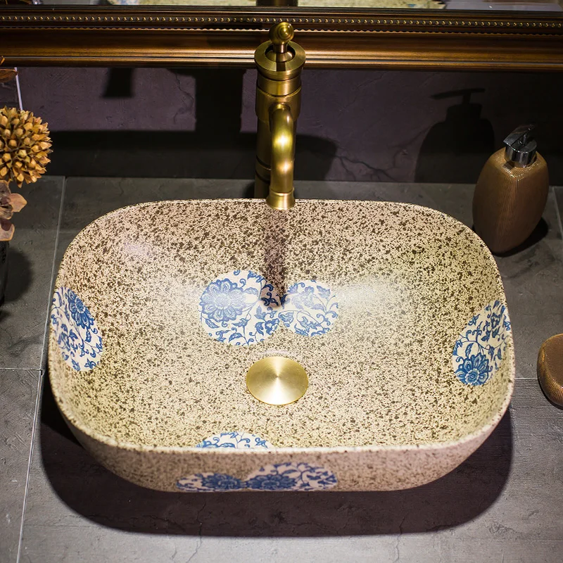 Европейский Винтажный стиль художественная фарфоровая Столешница Раковина