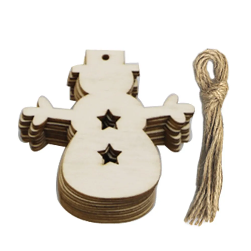 

10PCS Wooden Crafts Creative Christmas Tree Pendant Carved Wood Holiday Birthday Party Christmas Decoration Tag Home Decor