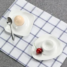 2pcs white Ceramic Egg Cup Creative Breakfast Egg Holder Practical Egg Stand Egg Rack square egg-shaped kitchen gadgets egg mold