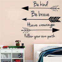 arrow be kind be brave quote wall sticker vinyl art home for living room bedroom decor wallstickers adesivo de parede lw762