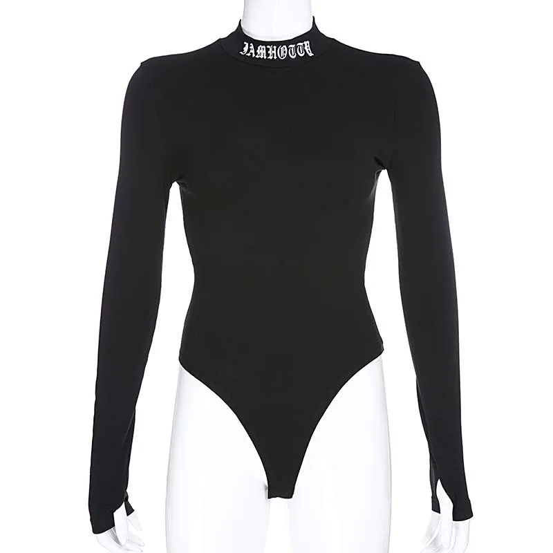 letter bodysuit SUCHCUTE Longslive комбинезон боди для женщин turthk K комбинезон в Корейском стиле боди облегающее женское платье осень - Цвет: letter bodysuit