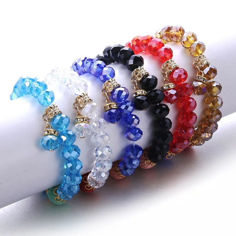 

Trendy Female bracelet Lantern shape beads Crystal beads Beaded Bracelet elastic vintage creative bracelets Ladies girl jewelry
