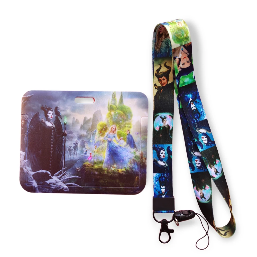

Horizontal Disney Maleficent Ladies Kids Lanyard Keys Chain ID Card Cover Pass Mobile Phone Card Badge Holder
