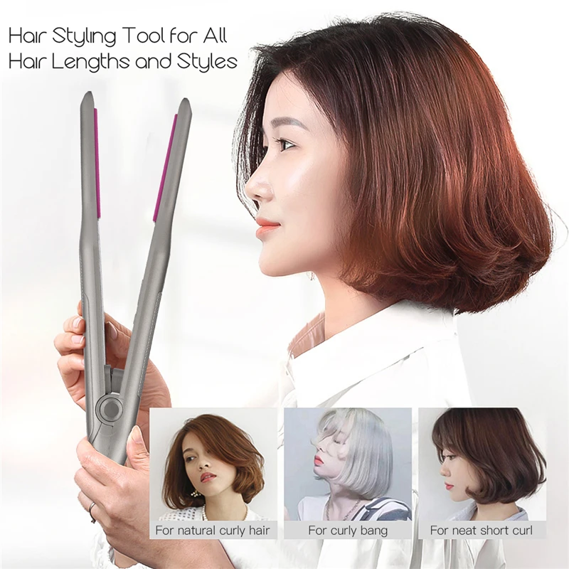 

Professional Curling Wand for Short Hair Straightener Mini Flat Iron Ceramic Hair Curler Temperature Adjustable Hair Curl Styler