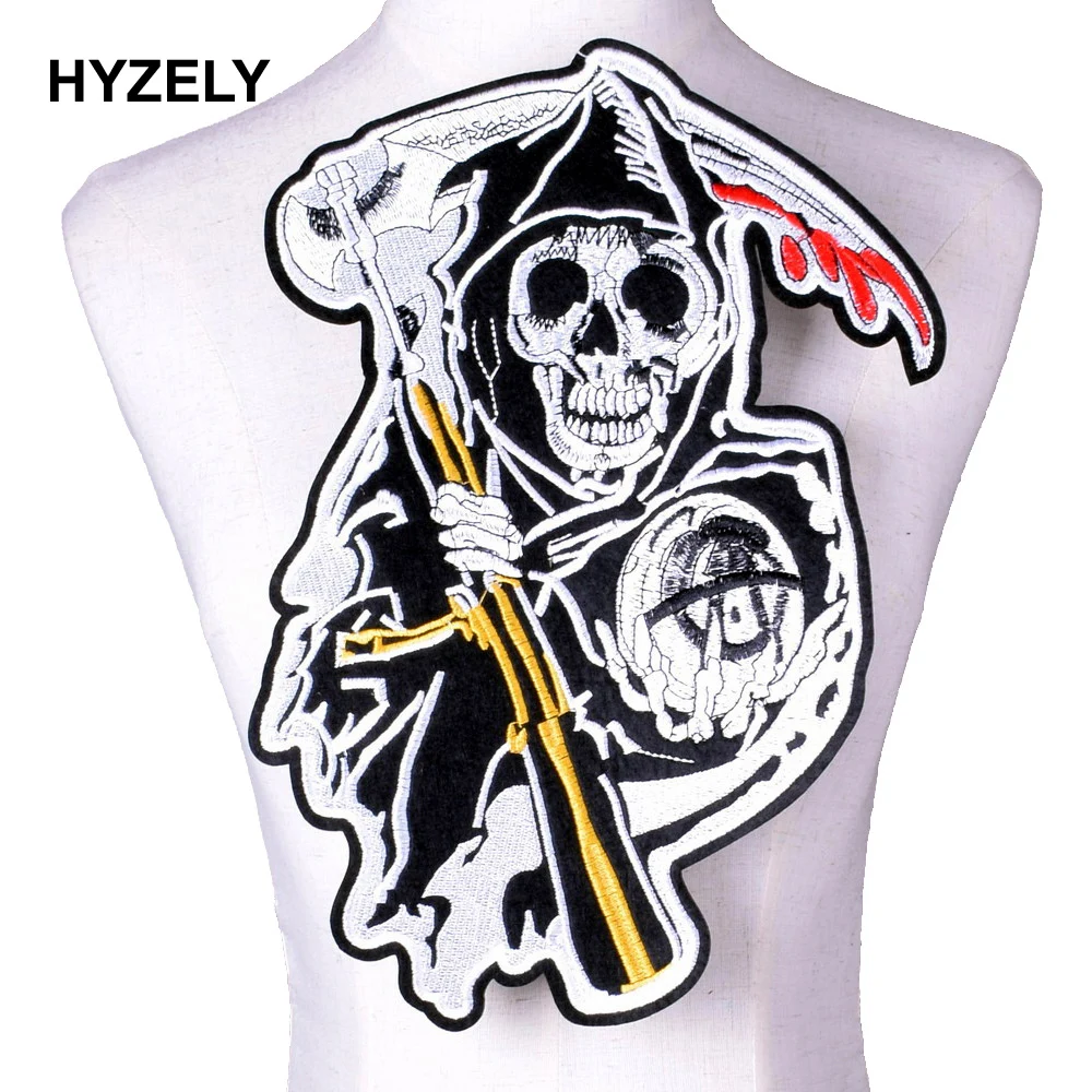 Мотоцикл патчи для одежды больших размеров в стиле панк велосипед Череп патч