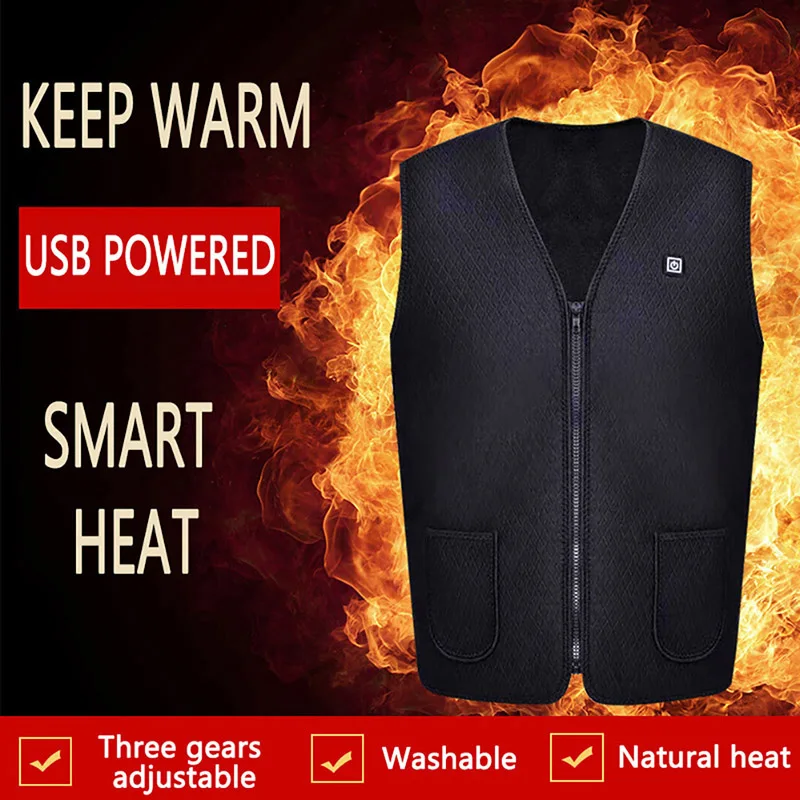 

Unsex USB Infrared Heating Vest Jacket Winter Flexible Electric Thermal Clothing Waistcoat