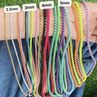 10pcs new arrival rainbow color plated copper chain necklace fashion enamel box chain women men diy jewelry findings making