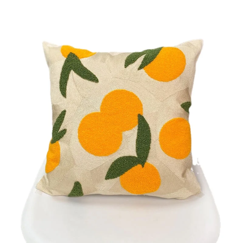 Fruit Orange Embroidered Cushion Cover Couch Outdoor Decorative Pillow Case Modern Fashion Fresh Home Sofa Chair Bedding Coussin