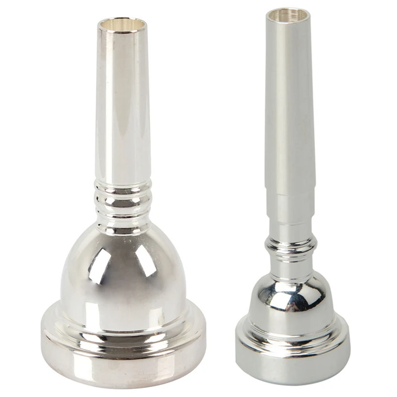 2 шт Серебряный мундштук: 1 никелированная труба мундштук 5C 3 35 дюймов и большая