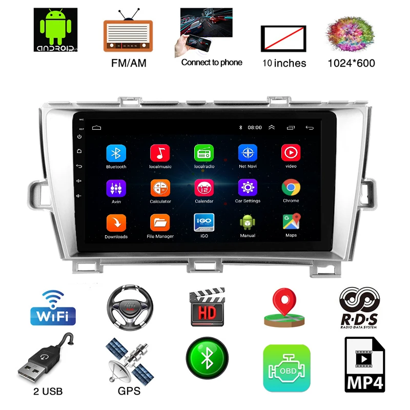 Android 8 1 для Toyota Prius 2010-2013 автомобильный радиоприемник мультимедийный видеоплеер с