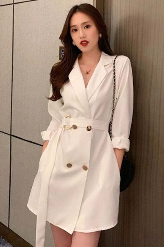 

Lapel 7 / 3 Sleeve Bandage High Waist Double Breasted Suit