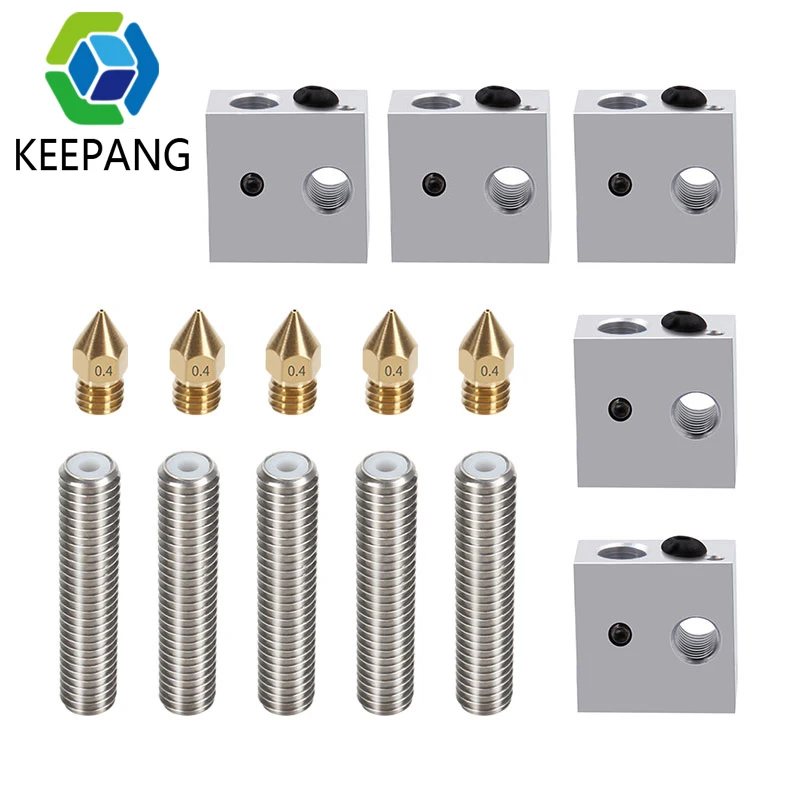 Kee Pang MK7 MK8 Extruder Hotend DIY Kit Print Head 5pcs Heat Break+ 5 Block+5pcs 0.4mm Nozzles For 3D Printer Parts Kee Pang MK7 MK8 Extruder Hotend DIY Kit Print Head 5pcs Heat Break+ 5 Block+5pcs 0.4mm Nozzles For 3D Printer Parts