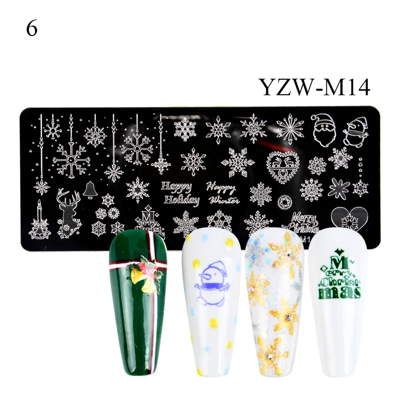 Рождественский дизайн штамповочные пластины для ногтей Гель-лак печать трафарет