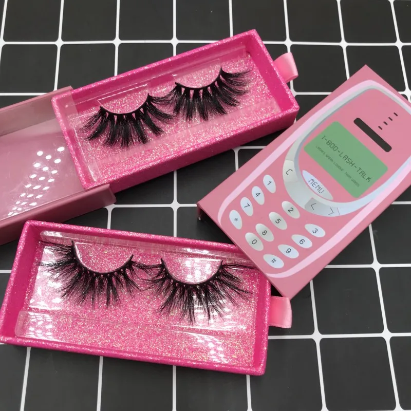 

Popular 25mm 3D mink lashes with phone lashes box 100% handmade eyelashes for makeup