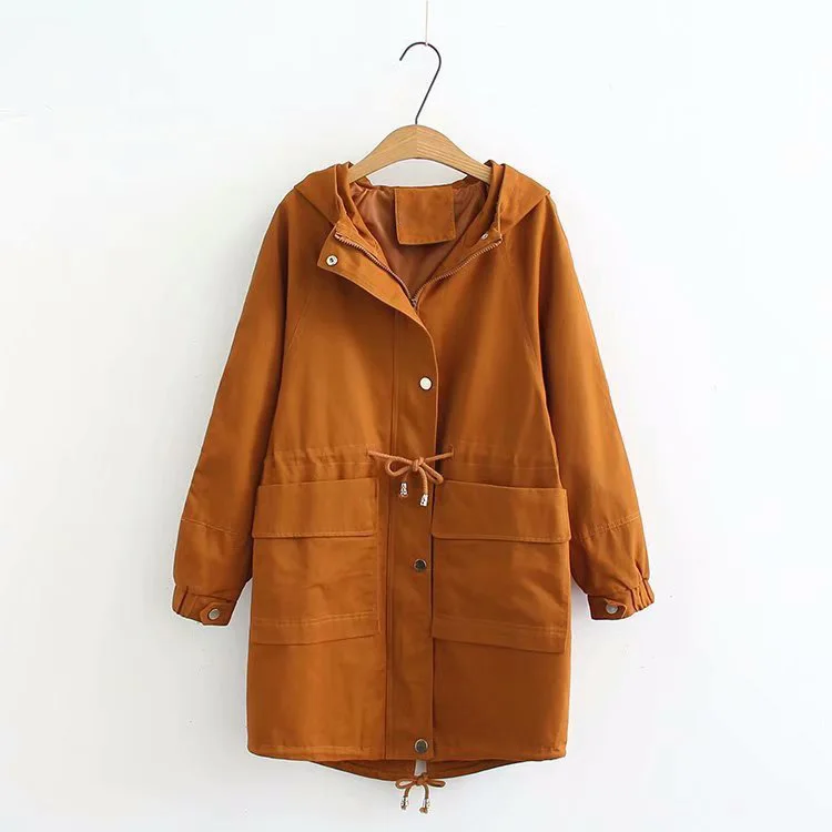 Женский черный карамельный цвет армейский зеленый Хлопковый тренч осенняя