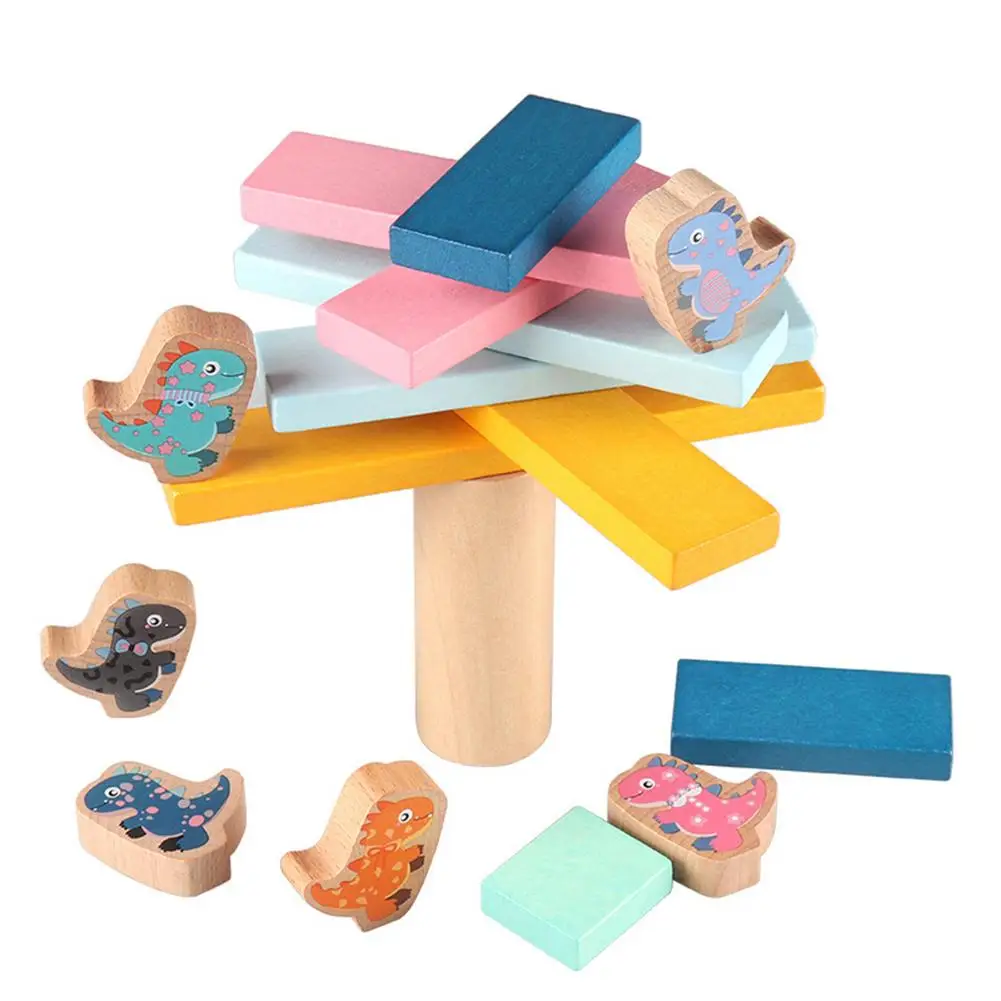 

Детские Игрушки для раннего развития JengaBuilding, деревянные игрушки, динозавры, игра для укладки, Детская балансировочная игрушка Монтессори, ...