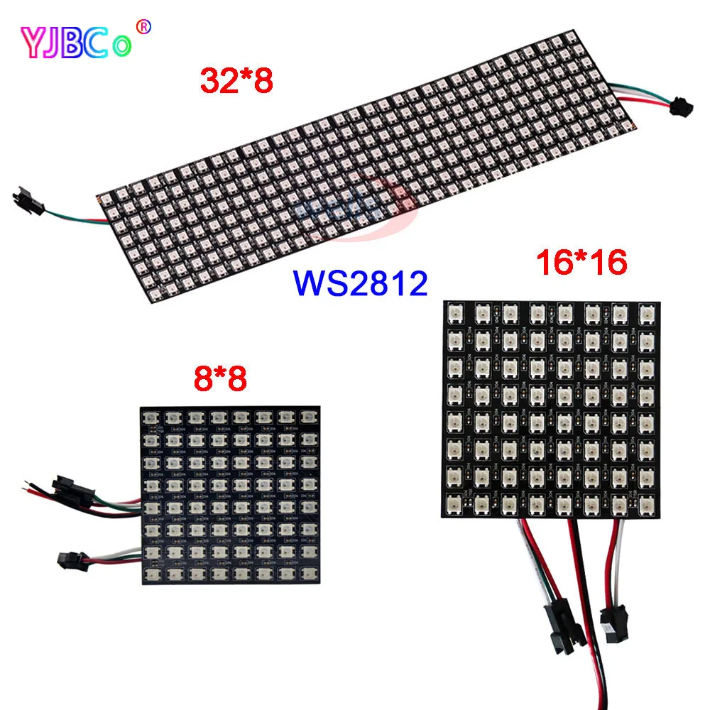 

DC5V;WS2812B led Panel Screen;8*8/16*16/8*32 Pixel Full Color 256 Pixels Digital Flexible Programmed Individually Addressable