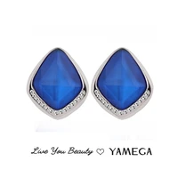 fashion heart shape rhinestone earrings blue ear stud alloy statement earrings for women girls gifts female new trendy jewelry