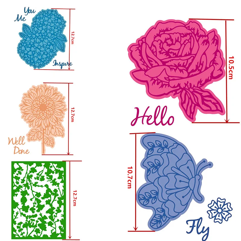 Творческий Подсолнух бабочка лист фон рамка резки штампы для DIY Скрапбукинг