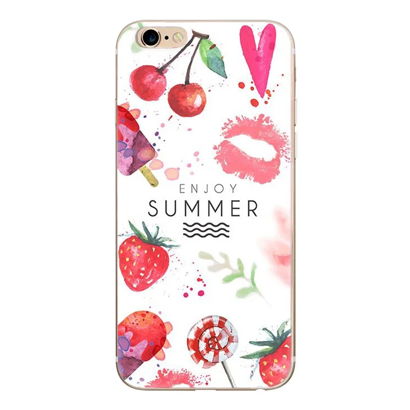 Мягкий цветочный чехол для iphone 6 с вишневой розой розовые летние Чехлы 6s 7 8 plus se 5S