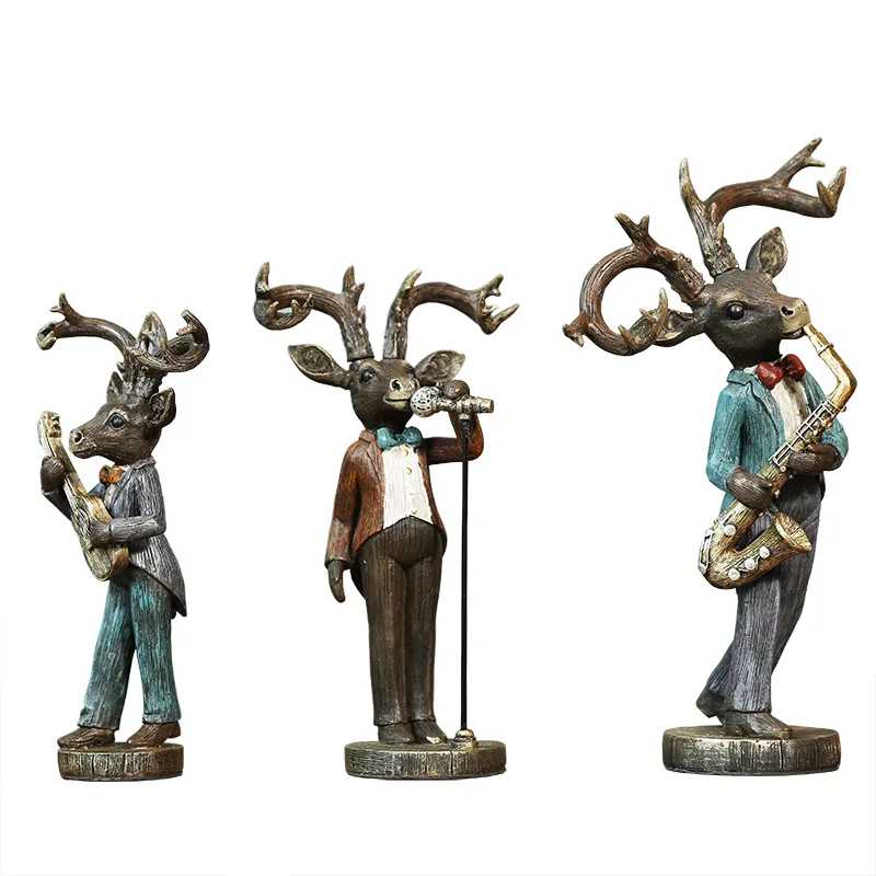 

[HHT] American Country Simple Elk Band Set of Three Home Decorations for Living Room TV Cabinet Wine Cabinet Soft Furnishings