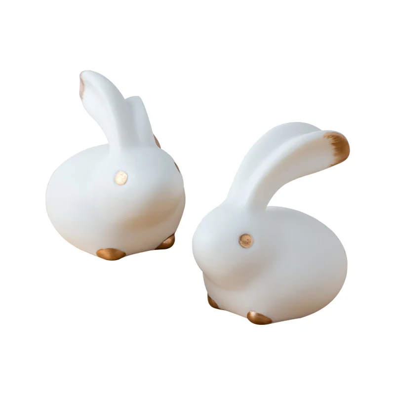 

Nordic Crafts Ceramic White Biscuit Rabbit Animal Ornaments TV Cabinet Porch Creative Home Decoration Desk Decoration