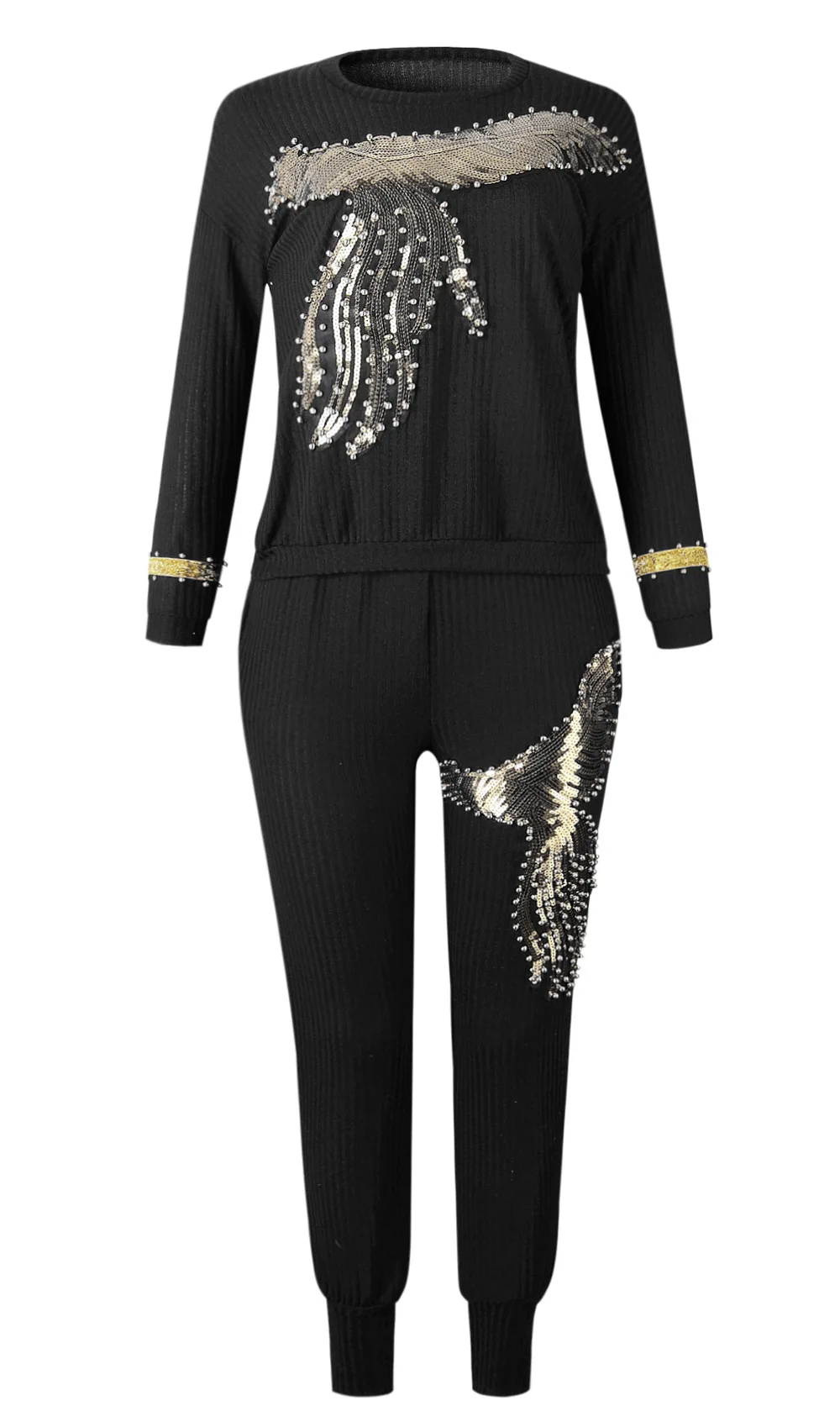 Женская традиционная африканская одежда Mujer Vestido Africano, черный, синий, красный комплект из 2 предметов, топ и брюки, рубашка с блестками, брюки