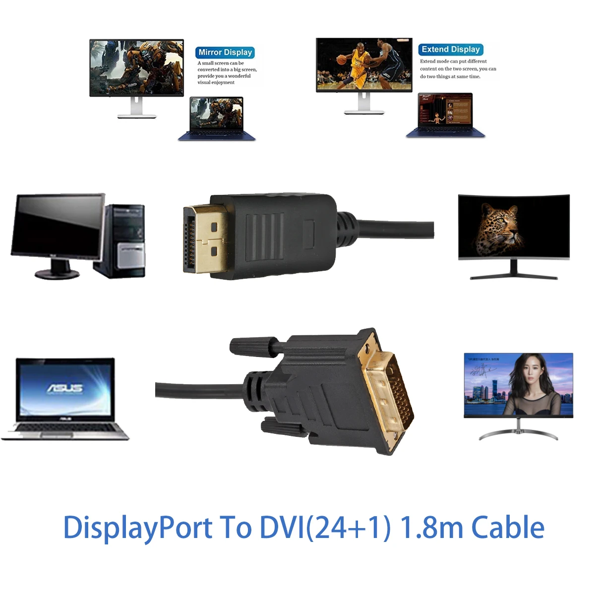 Преобразователь 1080P DP DVI Кабель 1 8 м порт дисплея штекер D 24 + 1Pin профессиональный