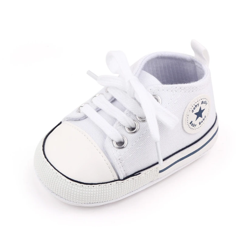 

Baby Shoes Boy Girl Star Solid Sneaker Cotton Soft Anti-Slip Sole Newborn Infant First Walkers Toddler Casual Canvas Crib Shoes