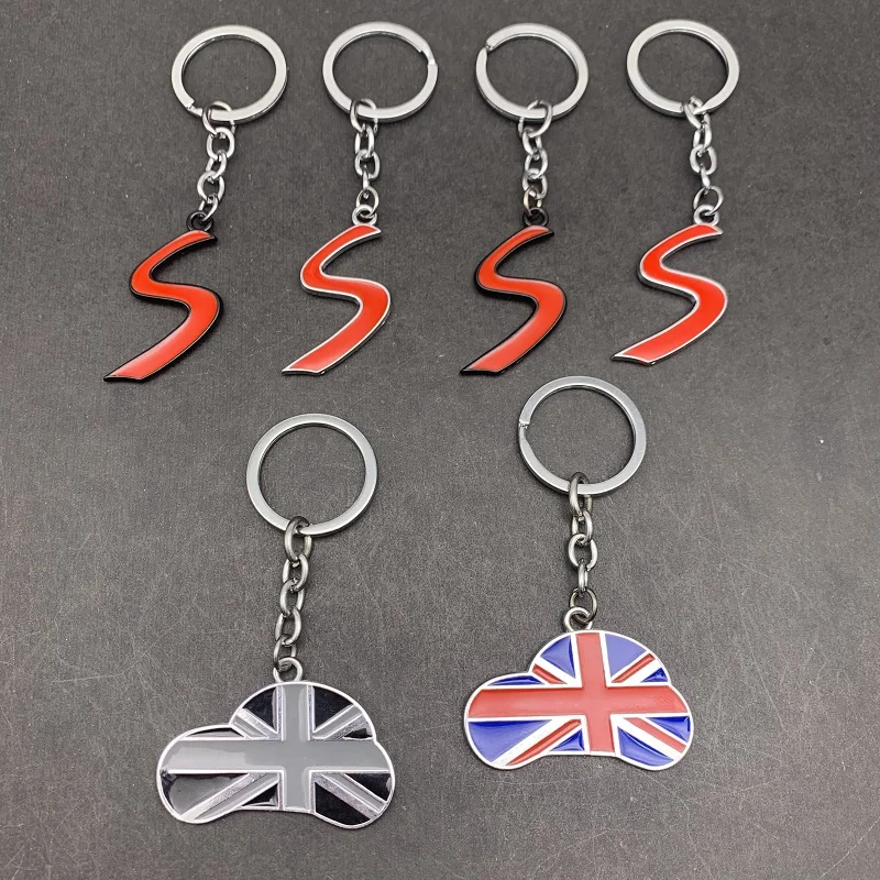 

S Keychain Art Key Chain Metal Chrome Red S Keyring for Mini Cooper