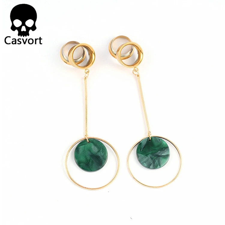 Casvort, 2 шт., серьги для пирсинга, расширитель, туннель, заглушка, Висячие шпильки, седло, ушные измерители, носилки, модные украшения для пирсинга тела, подарок