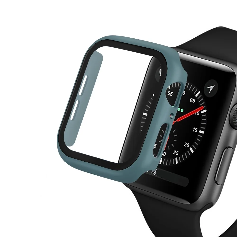Полное покрытие для Apple Watch серии 5 4 3 2 матовый пластиковый бампер жесткий чехол рамка со стеклянной пленкой для iWatch защита экрана
