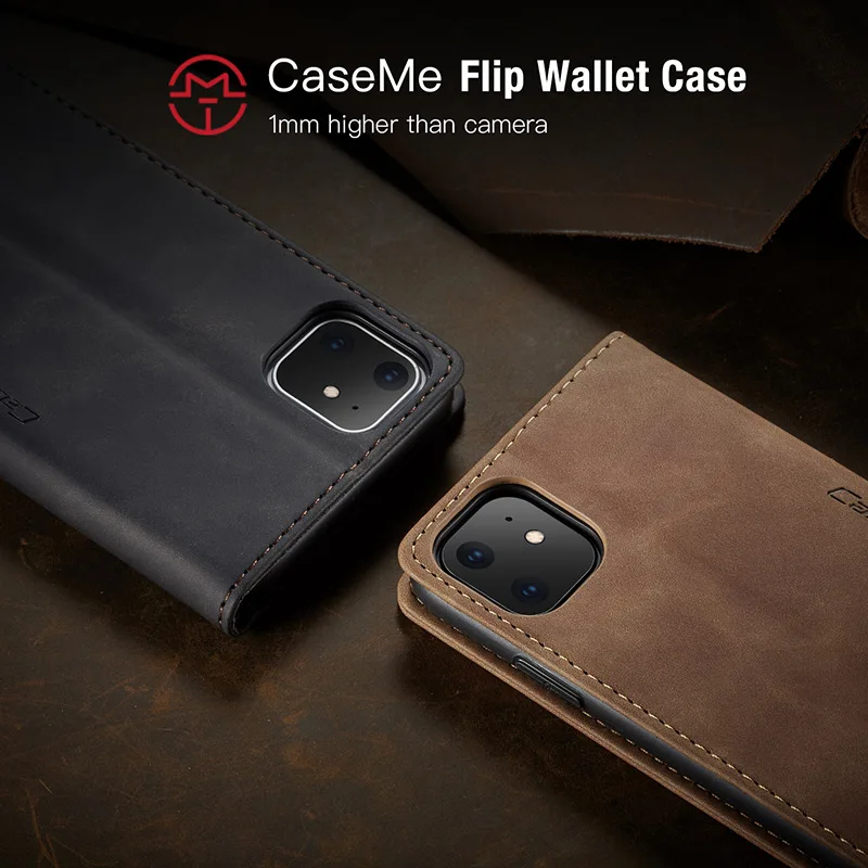 Роскошный кожаный флип-кошелек CaseMe для Iphone 12 11 Pro 7 8 Plus чехол-подставка деловые
