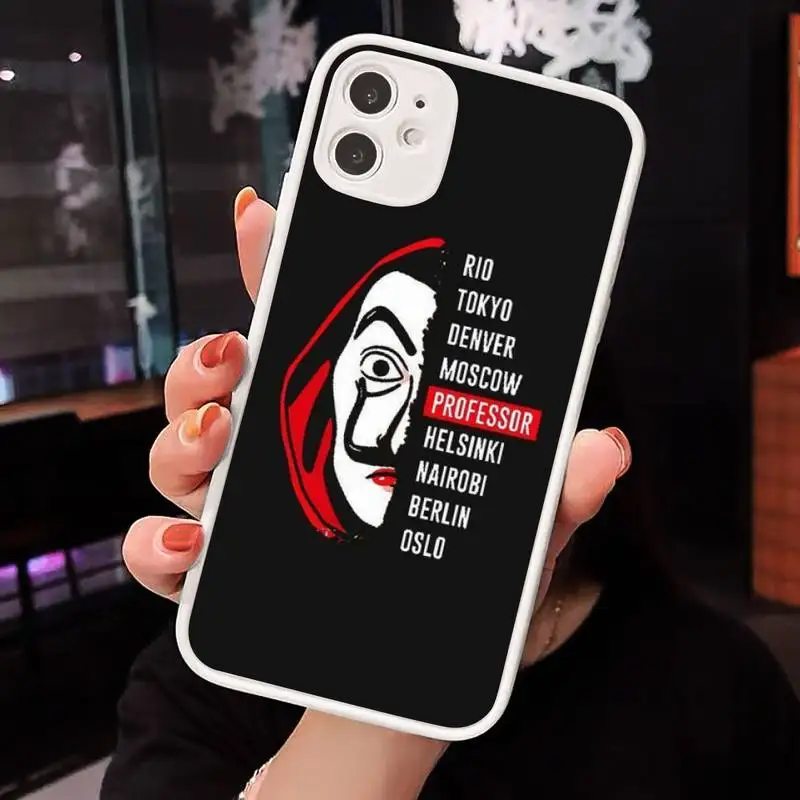 

the paper house money heist Phone Case Matte Transparent for iPhone 7 8 11 12 s mini pro X XS XR MAX Plus cover funda