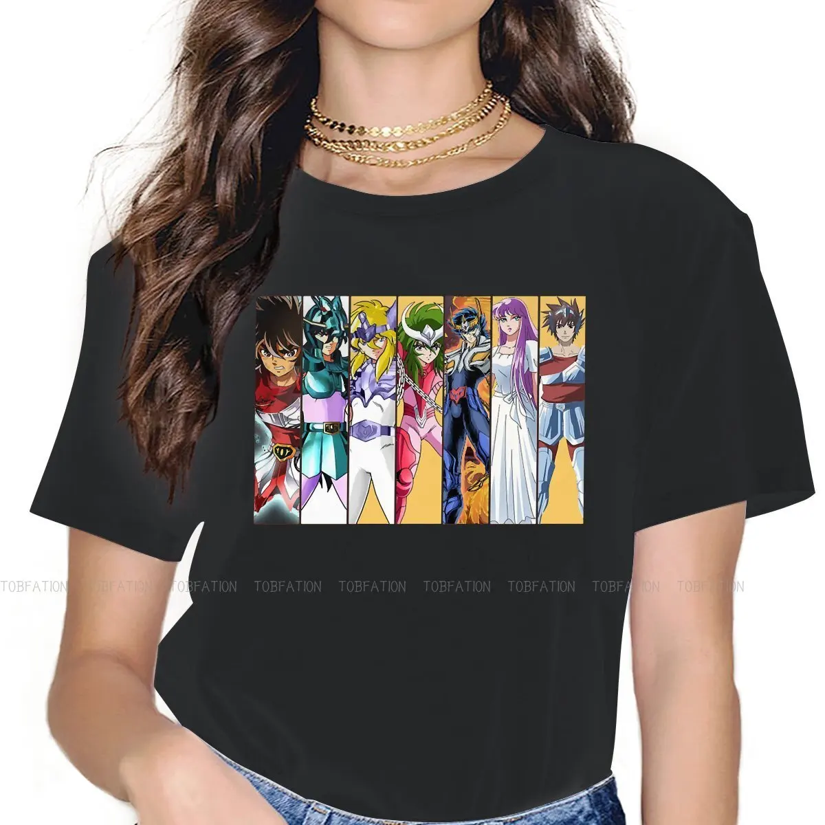

Love 5XL TShirts Saint Seiya Female Fabric Streetwear T Shirt Round Neck Big Size
