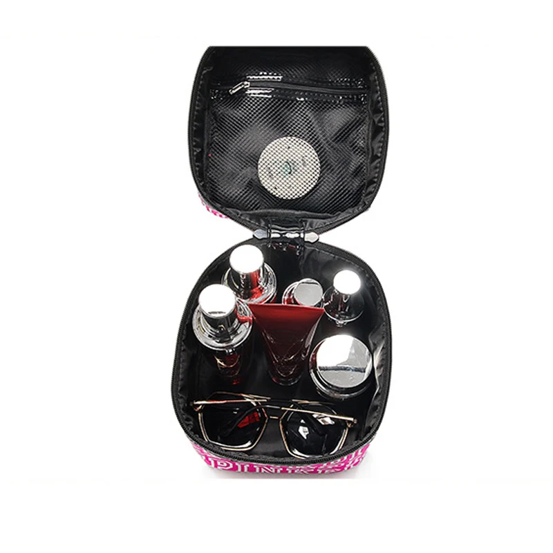 

Fashion PINK Waterproof Ladies Cylinder Cosmetic Bag Storage Bag Toiletries Cosmetic Bag Female Cosmetic Box Makeup Travel Stora